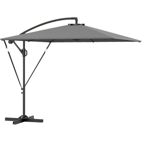 parasol déporté 2,5x2,5 m pivotant inclinable manivelle housse gris jardin balcon terrasse