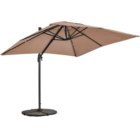 Parasol déporté 2x3 m et 4 dalles lestées aluminium taupe