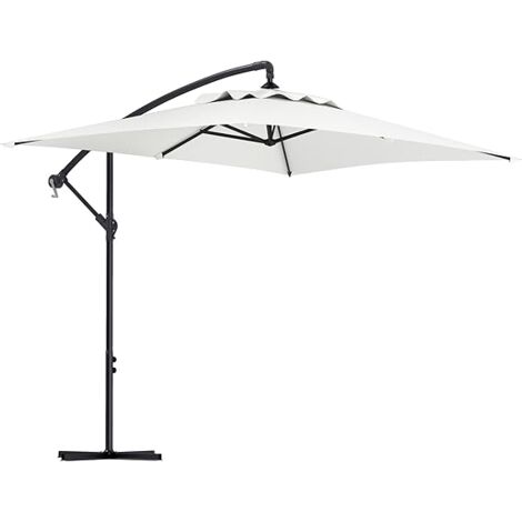 Parasol déporté 3 x 2 m parasol rectangulaire avec manivelle et 6 baleines acier  Crème