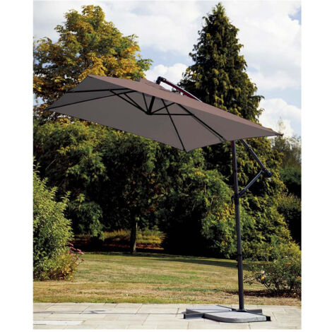 Parasol déporté 3 x 2 m taupe – Poteau aluminium Ø 48 mm – Toile polyester déperlant 160 g/m² – 6 baleines acier – Ozalide