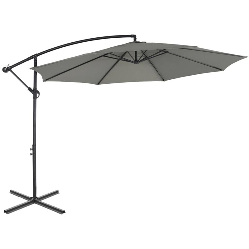 Parasol déporté rond Ø300cm - Hardelot - Kaki - Manivelle anti-retour Toile déperlante Facile à utiliser