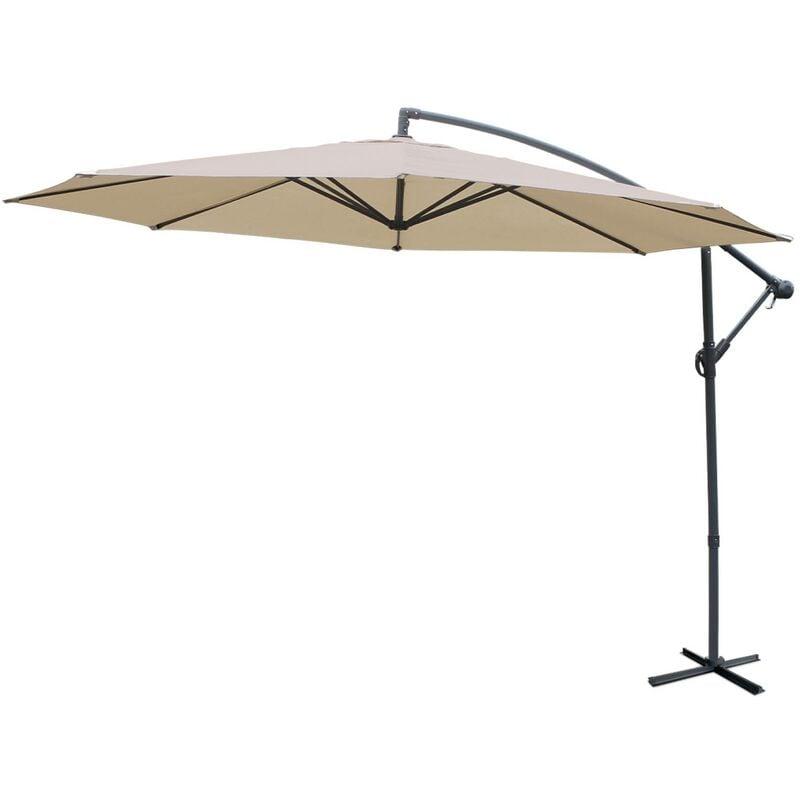 Parasol déporté Ø350cm - Hardelot - Coloris Beige. structure anthracite. manivelle anti-retour.