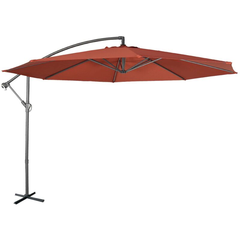 Alice's Garden - Parasol déporté Ø350cm - Hardelot - Coloris Terracotta. structure anthracite. manivelle anti-retour.