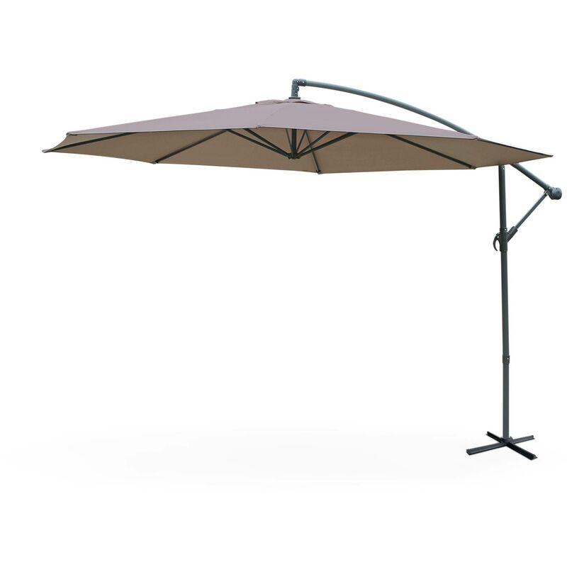 Parasol déporté Ø350cm - Hardelot - Coloris Taupe. structure anthracite. manivelle anti-retour.