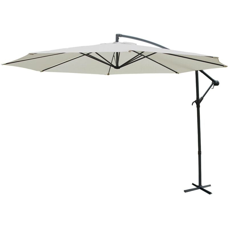 Parasol déporté Ø350cm - Hardelot - Coloris Écru. structure anthracite. manivelle anti-retour.