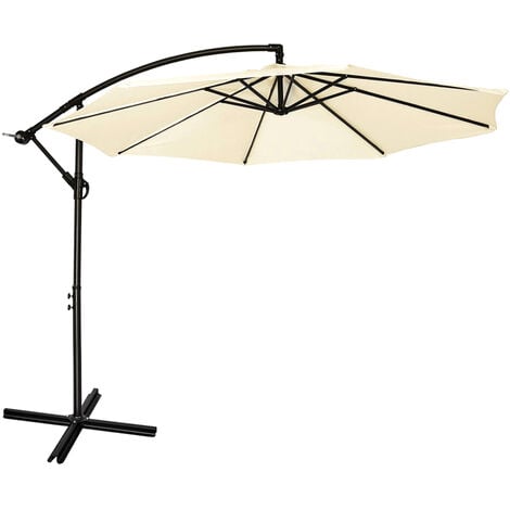 Parasol Déporté avec Manivelle, 3M Parasol de Jardin,Inclinable Pivotant, Étanche Protection UV 50+, pour Balcon Plage Jardin, beige - Mondeer