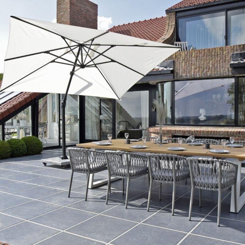 Gecko Outdoor - Parasol déporté aluminium noir toile écrue 4x3 m Poseidon