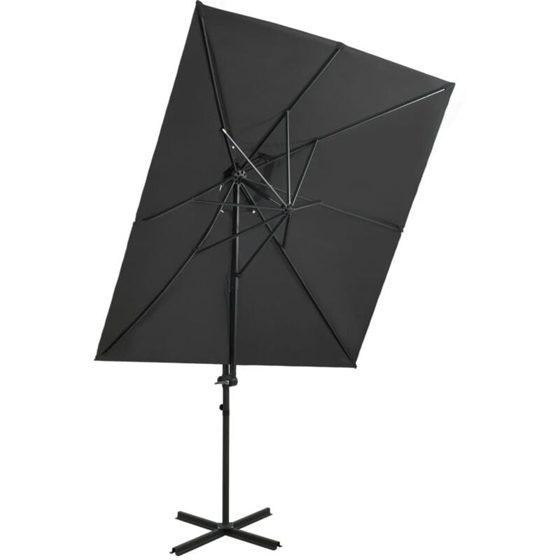 Parasol déporté à double toit Anthracite 250x250 cm vidaXL