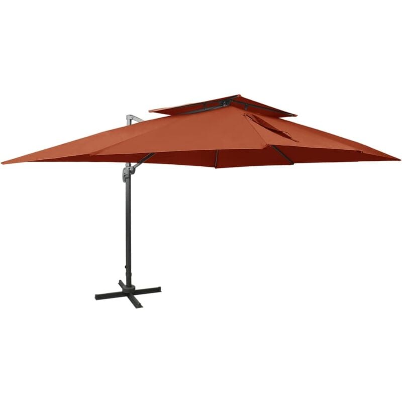Parasol de jardin en porte-à-faux avec double toit terre cuite - Vidaxl