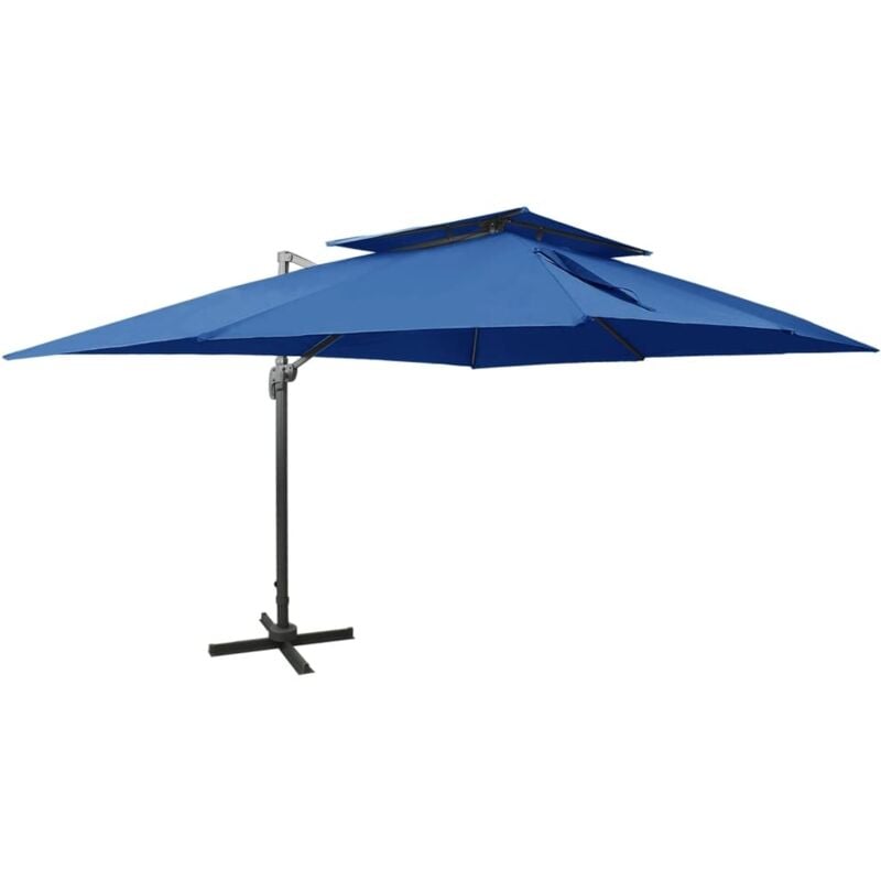 Vidaxl - Parasol cantilever avec double toit bleu azuré 400x300 cm