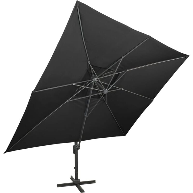 Parasol déporté à double toit noir 400 x 300 cm