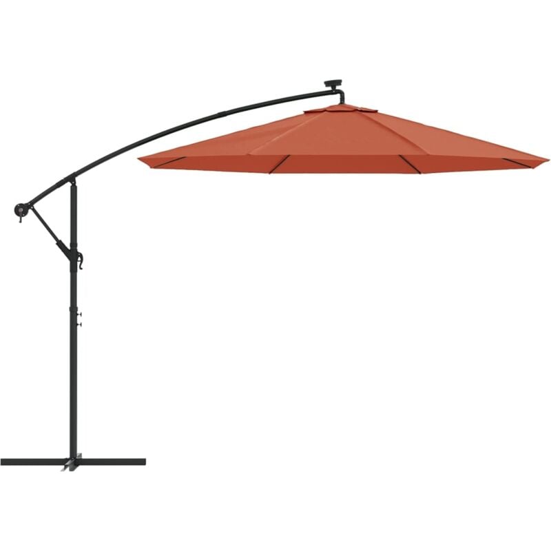 Helloshop26 - Parasol déporté à led et mât en acier diamètre 300 cm orange
