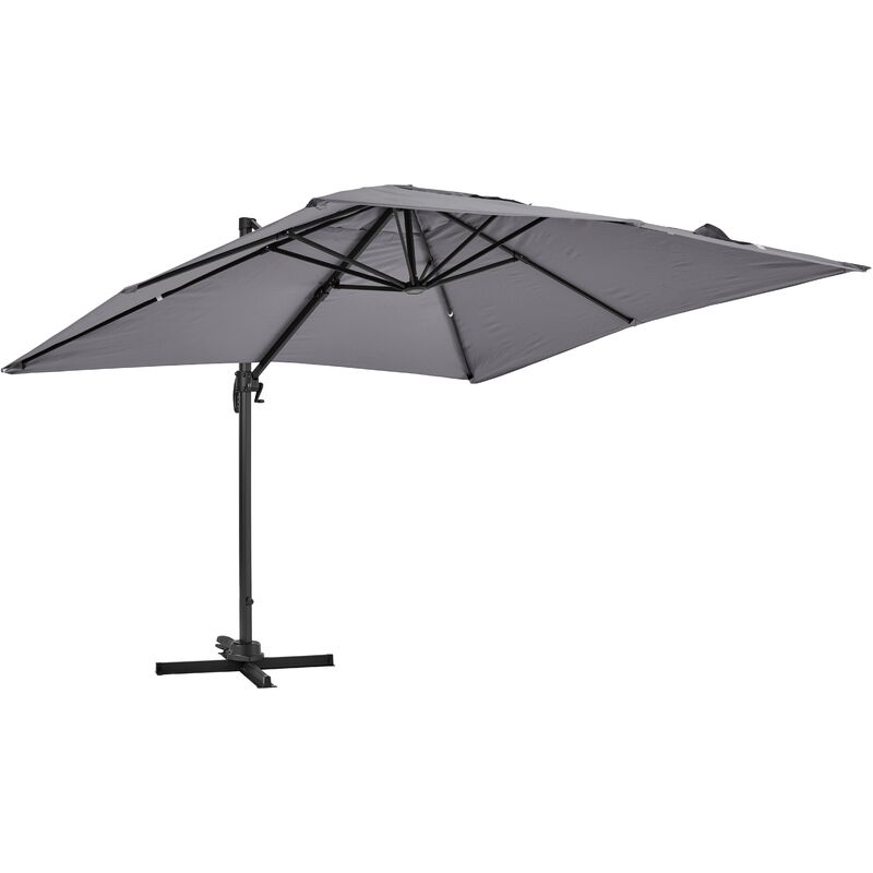 Oviala - Parasol déporté carré 3 x 3 m, mât rotatif 360° Malaga - Gris