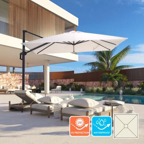 Parasol déporté anti UV pour jardin et extérieur 3x3 Waikiki