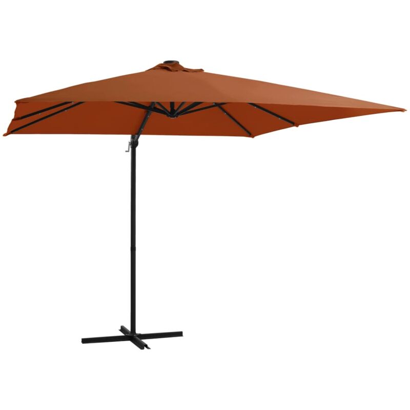 Parasol déporté avec lumières led Terre cuite 250x250 cm