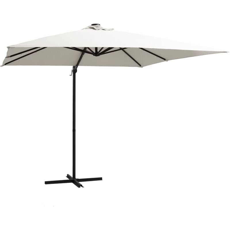 Parasol de jardin en porte-à-faux lumières led et mât en acier Vidaxl