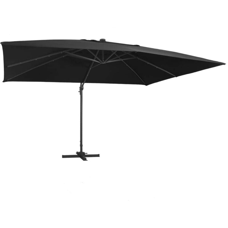 Vidaxl - Parasol déporté avec lumières led Aluminium 400x300 cm noir