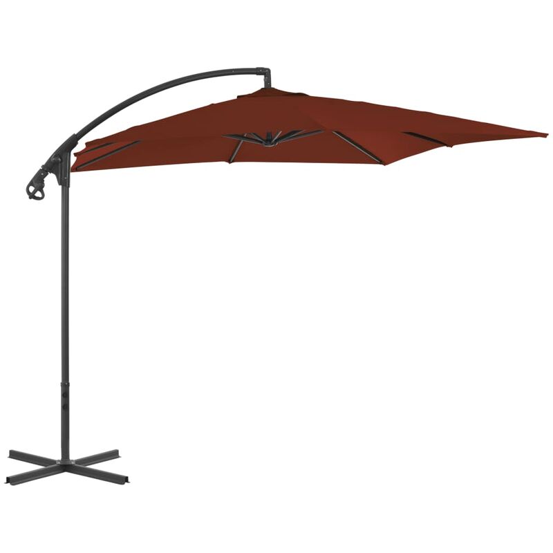 Parasol meuble de jardin déporté avec mât en acier 250 x 250 cm terre cuite - Or