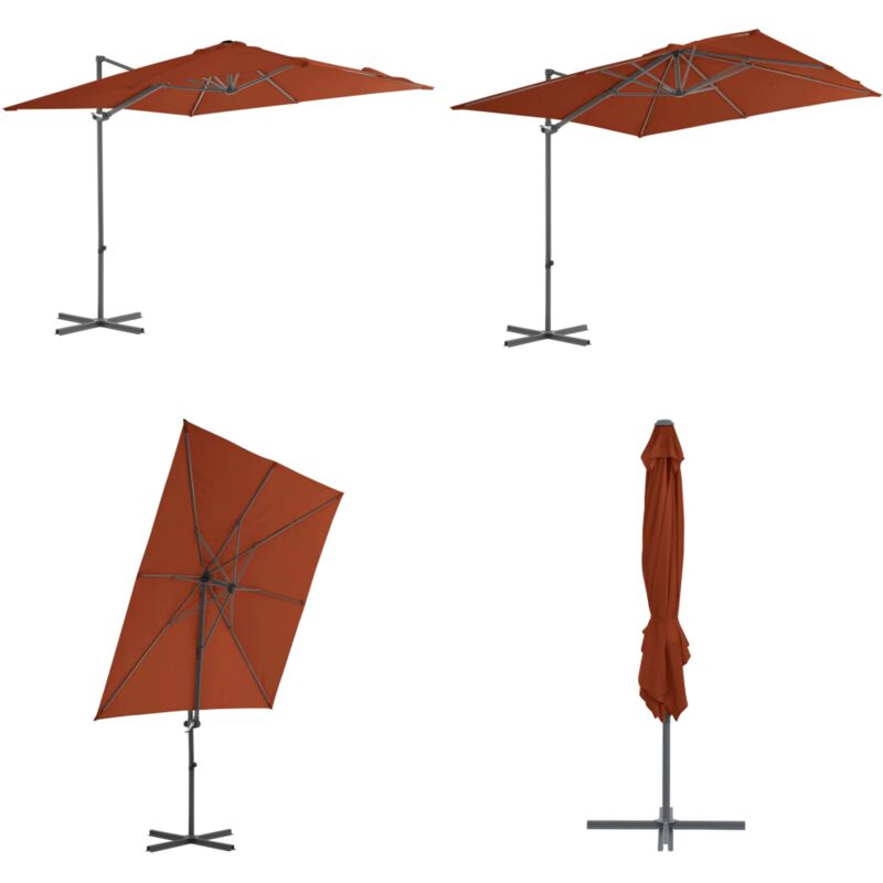 Vidaxl - Parasol de jardin en porte-à-faux avec mât en acier terre cuite - Parasol De Jardin - Parasol Terrasse - Parasol Rectangulaire - Parasol
