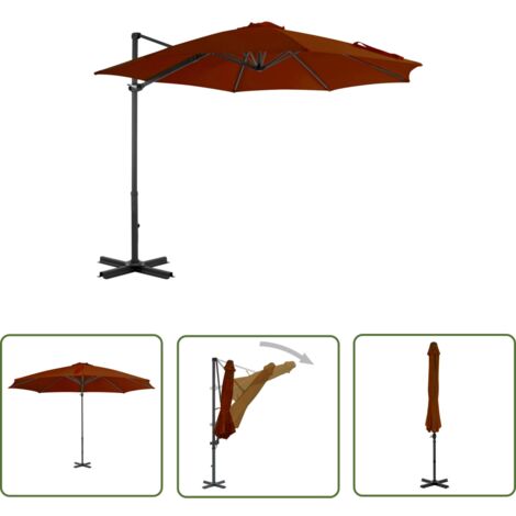 Parasol déporté avec mât en aluminium 300 cm orange