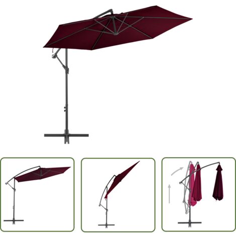 Parasol déporté avec mât en aluminium Bordeaux 300cm