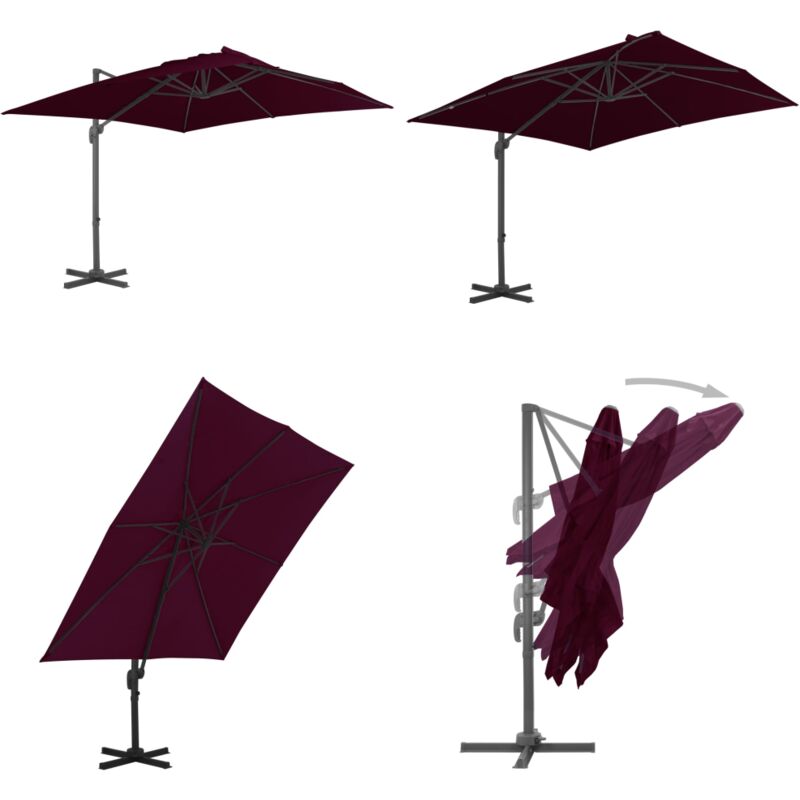 Parasol de jardin en porte-à-faux avec mât en aluminium - Parasol De Jardin - Parasol Rectangulaire - Parasol En Aluminium - Parasol Résistant Aux uv