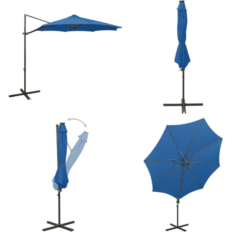 Parasol de jardin en porte-à-faux et mât et lumières led - Parasol - Parasol Jardin - Parasol Led - Éclairage Extérieur - Décoration Terrasse - Home