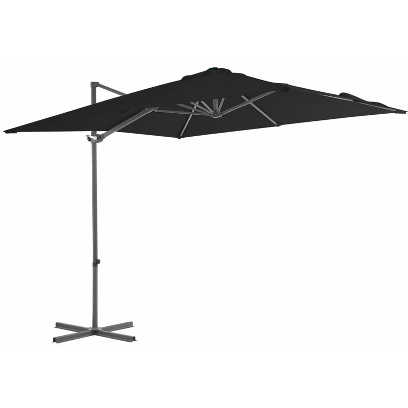 Parasol déporté avec mât en acier Noir 250x250 cm