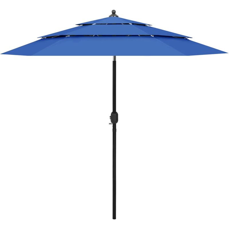 Fimei - Parasol à 3 niveaux avec mât en aluminium Bleu azuré 2,5 m