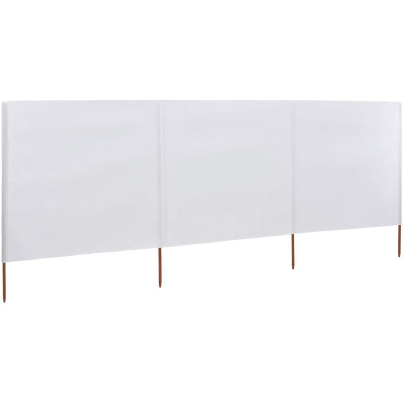 The Living Store - Paravent 3 panneaux Tissu 400 x 120 cm Blanc Blanc