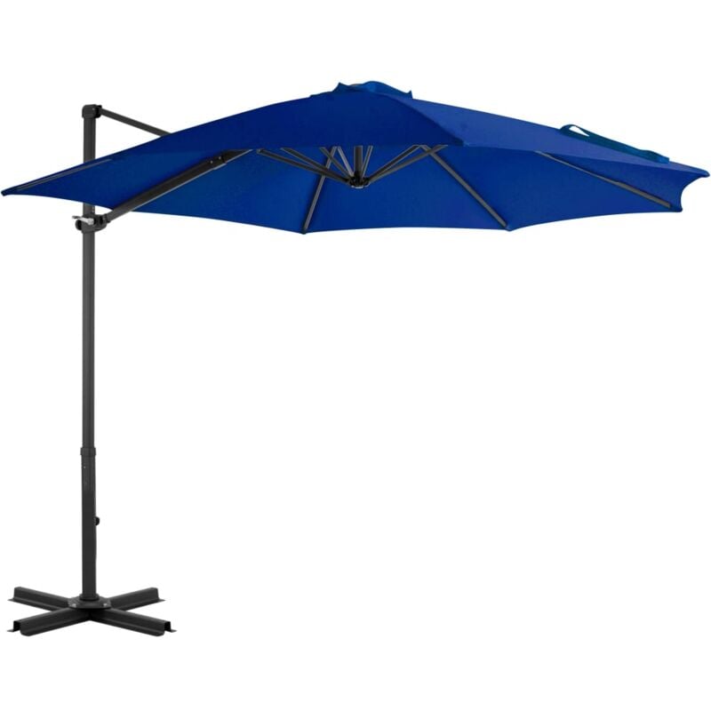 Parasol déporté avec mât, Parasol de Jardin en aluminium Bleu azuré 300 cm OWV95347 design in