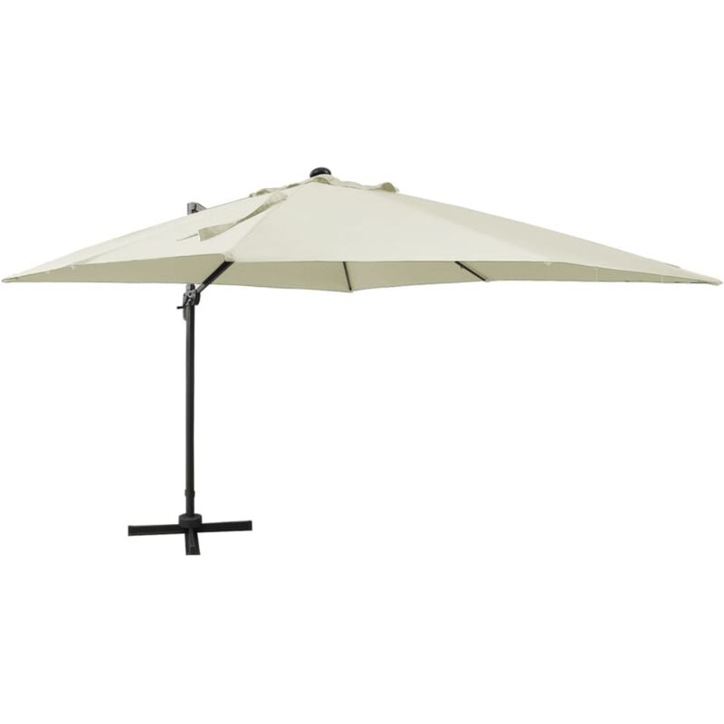 Parasol déporté avec mât, Parasol de Jardin et lumières LED Sable 300 cm OWV17395 DESIGN IN