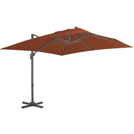 Parasol déporté avec mât - Parasol de Jardin Parasol de balcon en aluminium Terre cuite 400x300 cm BV513696 - BonneVie