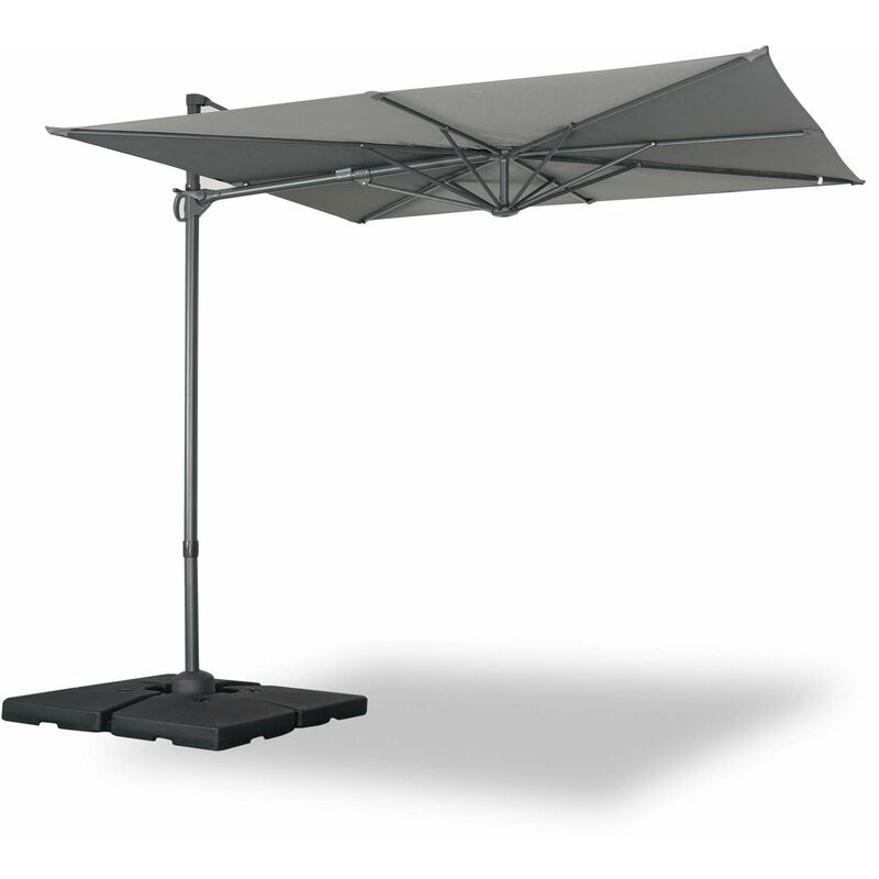 Alice's Garden - Parasol déporté carré 250 x 250 cm – Deauville – gris – parasol exporté, inclinable, rabattable et rotatif à 360°