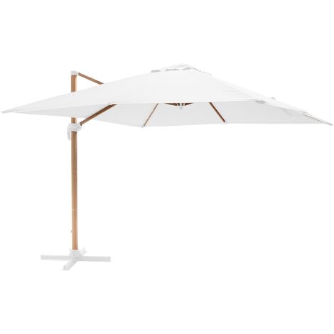 Parasol déporté carré 3x3m effet bois écru