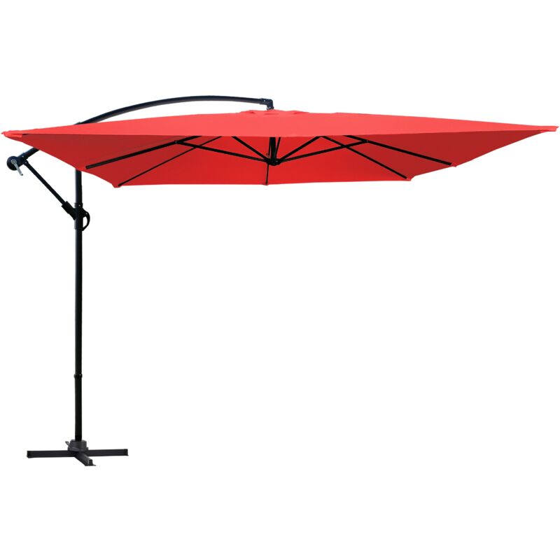 Parasol déporté 3x3m aluminium rouge