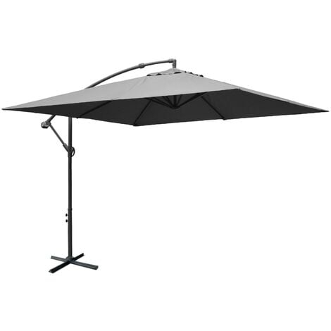 SWEEEK Parasol déporté carré 3x3m - Hardelot 3x3m - Gris - Manivelle anti-retour Toile déperlante Facile à utiliser
