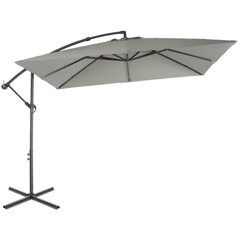 Parasol déporté carré 3x3m - Hardelot 3x3m - kaki - Manivelle anti-retour Toile déperlante Facile à utiliser