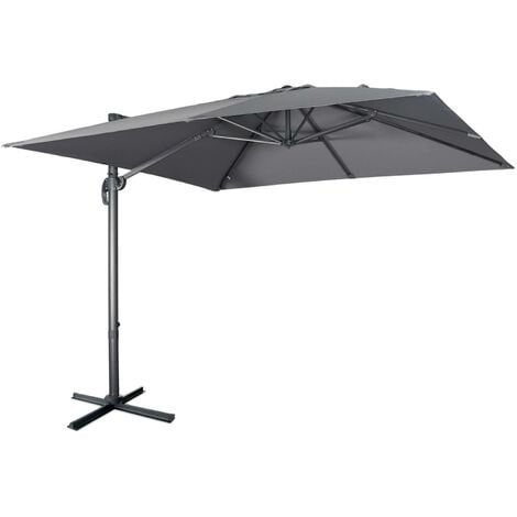 SWEEEK gris - Parasol excentré inclinable. rabattable et rotatif à 360°.