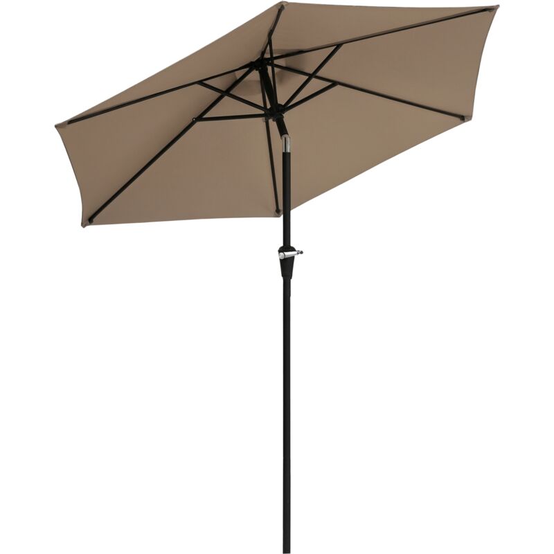 Parasol hexagonal inclinable dim. ø 2,3 x 2,16H m métal polyester haute densité beige