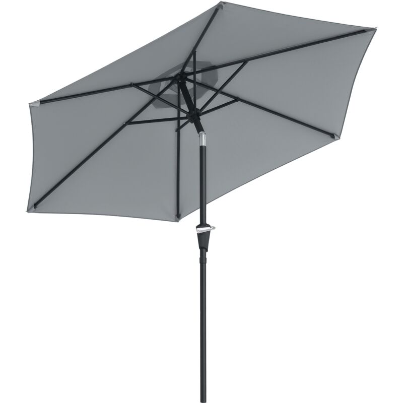 Outsunny - Parasol hexagonal inclinable dim. ø 2,3 x 2,16H m métal polyester haute densité gris