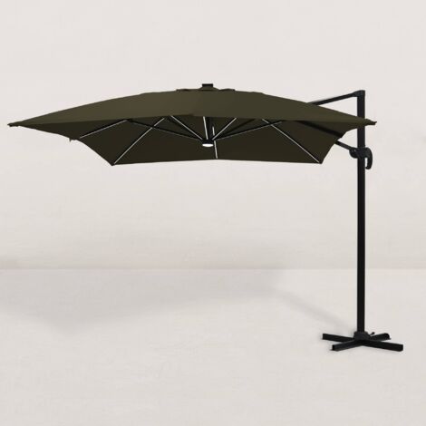 Parasol déporté carré Juan LED 300x400 cm