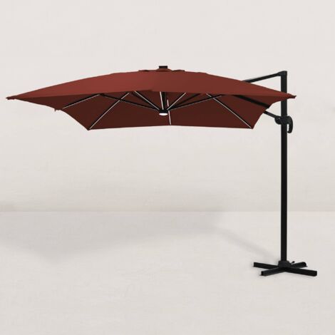Parasol déporté carré Juan LED 300x400 cm