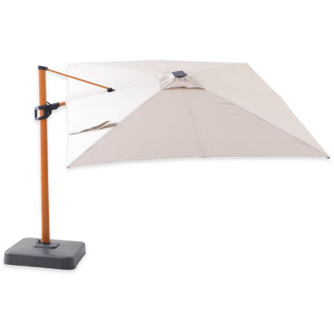 Parasol Déporté Carré Marbella à LED 3 x 3 m toile acrylique Sunbrella Lin