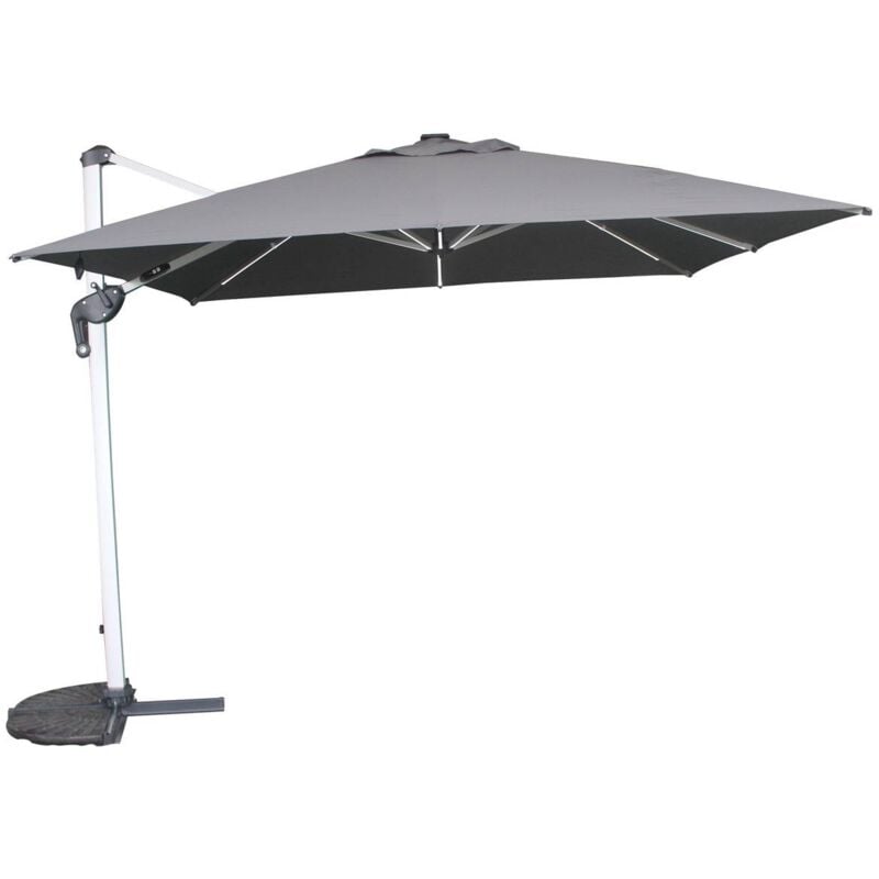 Hesperide - Parasol déporté droit carré Equador Ardoise avec led 3 x 3 m - Hespéride
