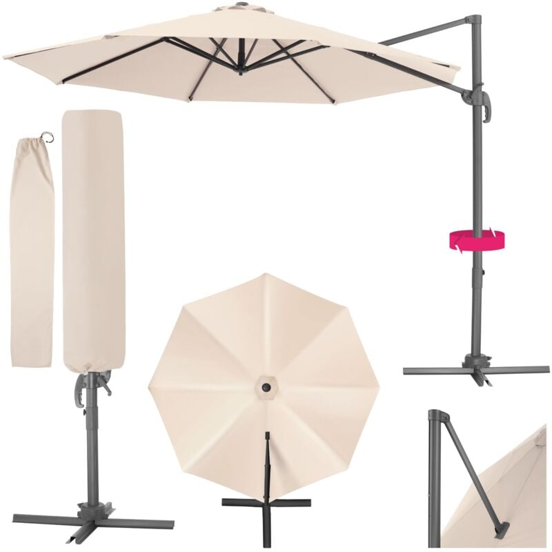 Tectake - Parasol ø 300 cm Mécanisme facile à manipuler avec pédale de pied