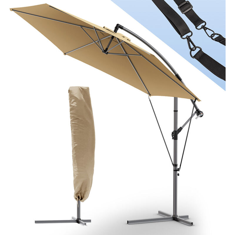 VOUNOT® Parasol déporté inclinable 3M avec sangle de fixation et housse