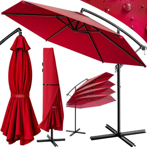 Parasol déporté inclinable Ø300cm/Ø330cm – Aluminium inoxydable – Protection UV 30+ – Manivelle intégrée – Pied en croix robuste – Kingsleeve
