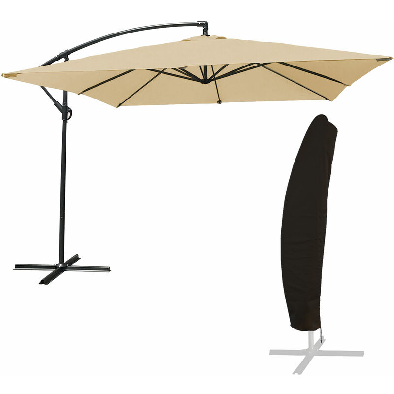 Parasol déporté MOLOKAI carré 2,7x2,7m beige + housse - Beige