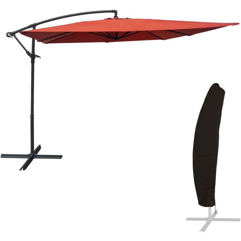 Happy Garden - Parasol déporté molokai carré 2,7x2,7m terracotta + housse
